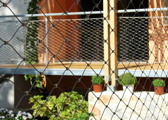 Yüksük 2.0 mm 50 * 50 mm delikli balkon için özelleştirilmiş esnek korkuluk paslanmaz çelik tel halat örgü