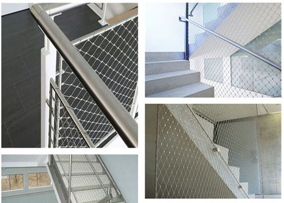 Düşme Önleme 316 Inox Kablo Merdiven Ağları Esnek SS Halat Örgü Ferruled
