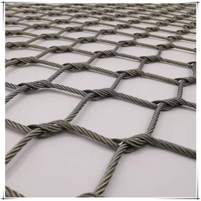 Hayvanat Bahçesi için Esnek 50mm Paslanmaz Çelik Düğümlü Halat Mesh Tipi X Eğilim Kablosu